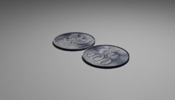 3D Koin 500 perak (Low poly)