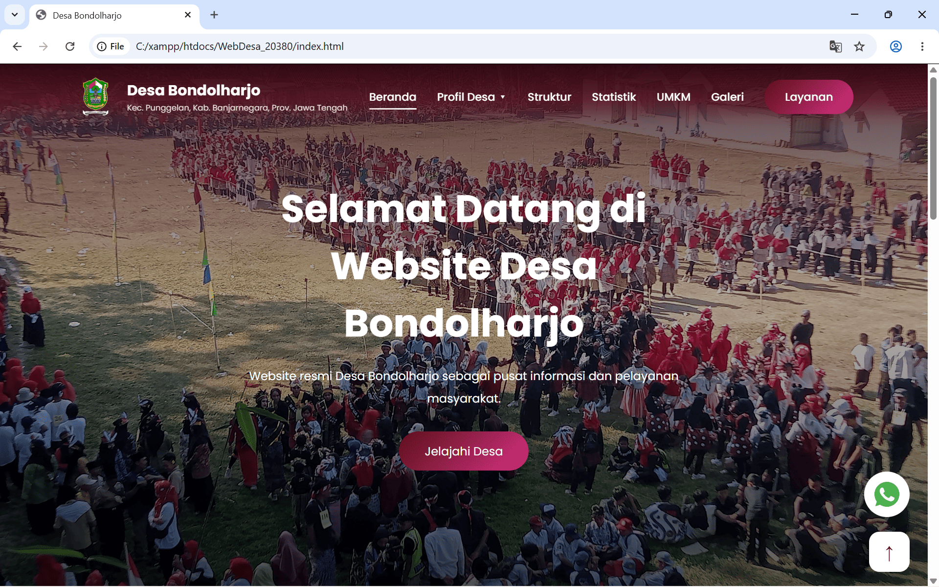 Website Desa Bondolharjo, Punggelan, Banjarnegara