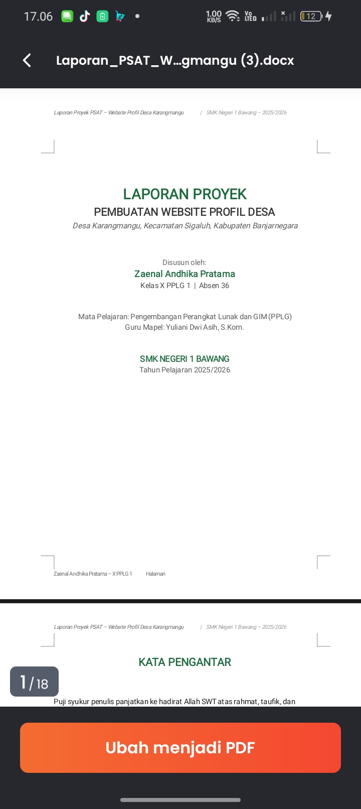 Laporan PSAT : Website Desa Karangmangu
