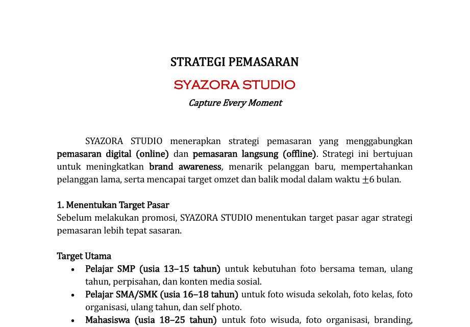 Cara Memasarkan Usaha "SYAZORA STUDIO" || PKWU