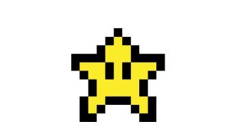 bintang pixel lucu kuning dan hitam