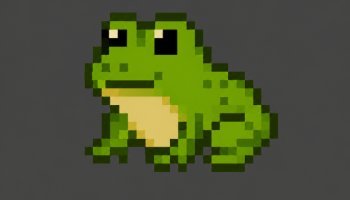 Karakter hewan kodok pixel art