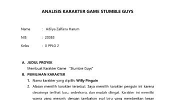Laporan singkat pembuatan karakter game Stumble Guys