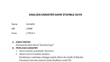 Laporan Singkat Pembuatan Karakter Stumble Guys