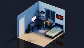 Layout 3D Kamar Impian Simple