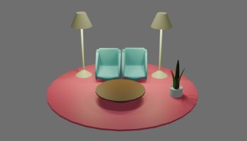 Model 3D Living Room Sederhana