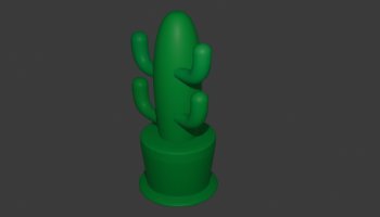 Model 3D Simpel Tanaman Kaktus Hijau