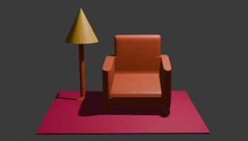 Model 3D Sofa Dengan Lampu Cantik