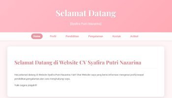Website CV Syafira Putri Nazarina